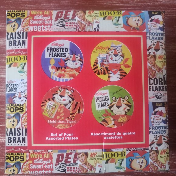 Kelloggs Retro Cereal Luncheon / Salad Plates - Set of 4 - Frosted Flakes - Tony - Picture 1 of 7